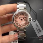 Ballon Bleu Cartier TWF Swiss Quartz 33 Medium Watch Pink Dial Double-row Diamond-set